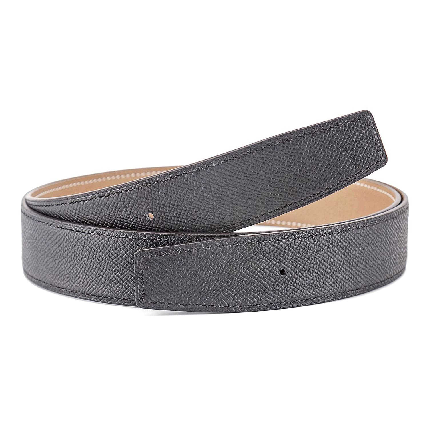 Vatee's Cinturón de repuesto reversible de piel auténtica sin hebilla de 3,8 cm/3,2 cm de ancho, H285: Black / Khaki, Medium