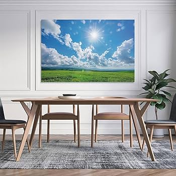 Amazon.co.jp: 絵画 青い空と何百もの雲の下、どこまでも続く