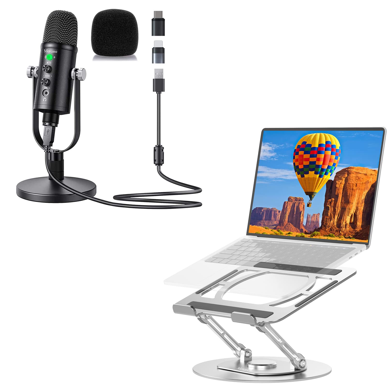Mercase USB Condenser Microphone and Laptop Stand