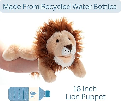 Miniatura 7 de The Petting Zoo Marioneta de peluche de mano de león, regalos para niños, animales de marioneta, juguete interactivo de peluche de 16 pulgadas