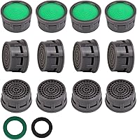 SHAP+ 12-Pack Faucet Aerators with Washers - M22 Internal & M24 External Thread, Splash-Free Flow Restrictor for Kitchen Bathroom Sinks