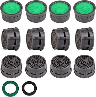 SHAP+ Faucet Aerator, Flow Restrictor Insert, Sink Aerator Replacement Parts for Bathroom or Kitchen Sink Faucet Filter, Fit for Internal and External Thread Faucet Aerators, with Washer (12pcs)