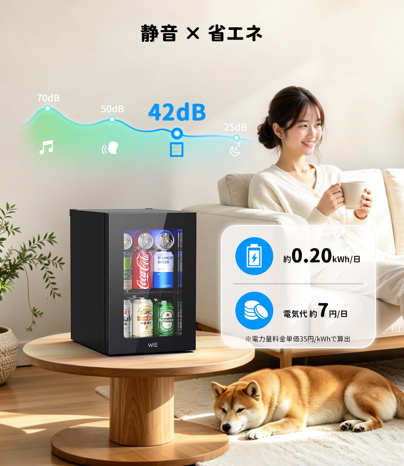 Amazon | WIE 18L ドリンク冷蔵庫 コンプレッサー式 ミニ冷 蔵庫 4～16