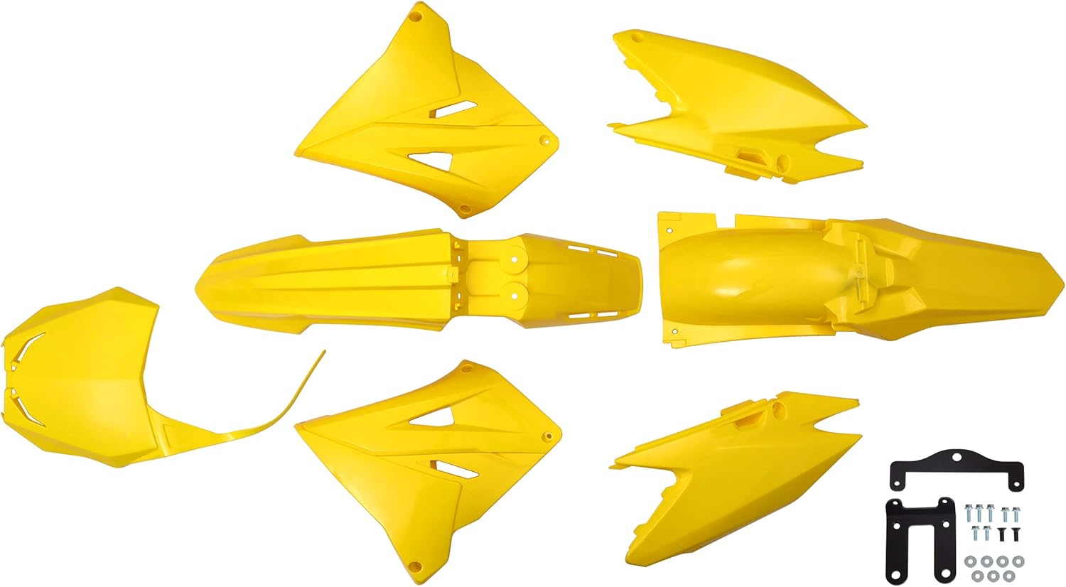 ECOTRIC Plastic Kit Bodywork Set Yellow Compatible with Suzuki RM125 2001-2007 Suzuki RM250 2001-2008