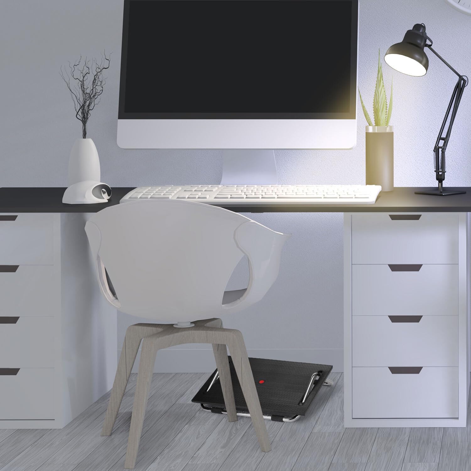 hjh OFFICE 830017 Reposapiés con inclinación Regulable PODI III Apoyapiés de Oficina ergonómico, Soporte para pies, Negro