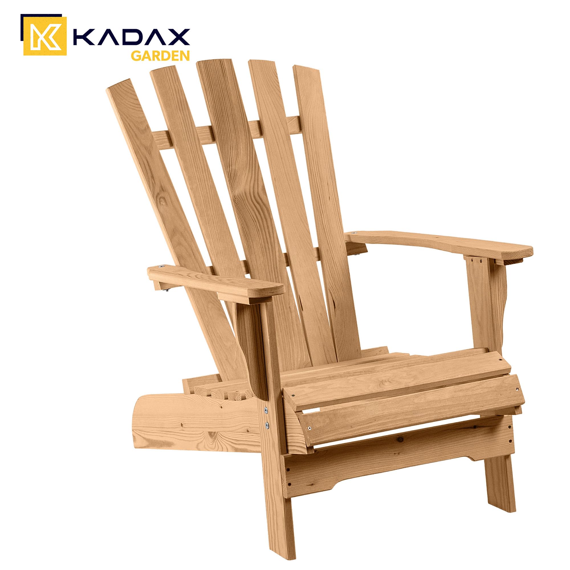 KADAX Adirondack Chaise de jardin en bois, avec dossier haut et accoudoirs, chaise de relaxation, fauteuil d'extérieur en bois pour jardin, foncé