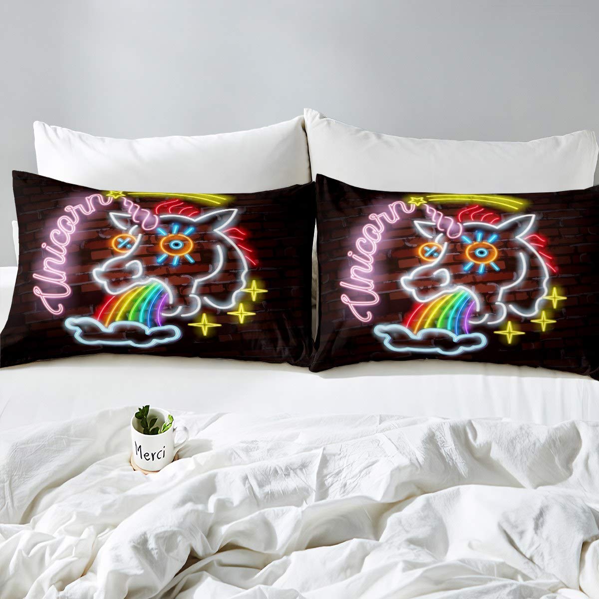 Set di lenzuola per bambine con unicorno set di lenzuola magiche con unicorni e stelle arcobaleno