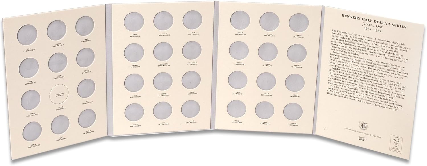 Littleton Coin Company 1964-1985 Kennedy Half Dollar Folder, Volume 1