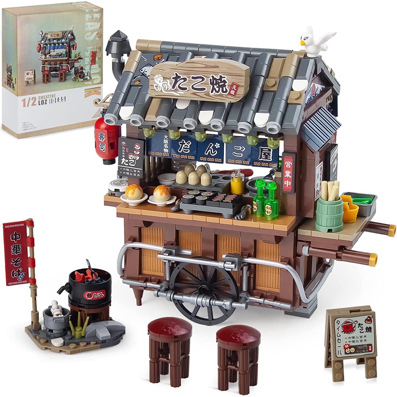 POSO Blocks Toy Japan Business District House Ideas Shop Toy Micro Mini Blocks Children Adults Boys Girls Stress Relief Christmas Gift Birthday Present Celebration Wonderful Gift for Block Enthusiasts