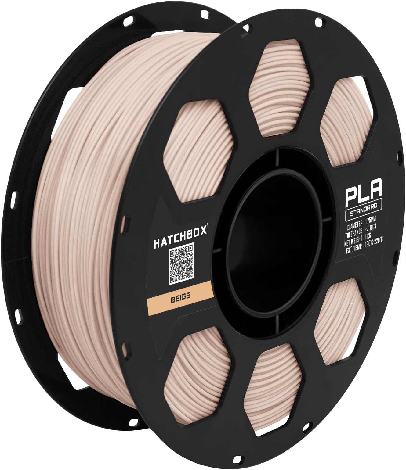 PLA 3D Printer Filament, Dimensional Accuracy +/- 0.03 mm, 1 kg Spool, 1.75 mm, Beige