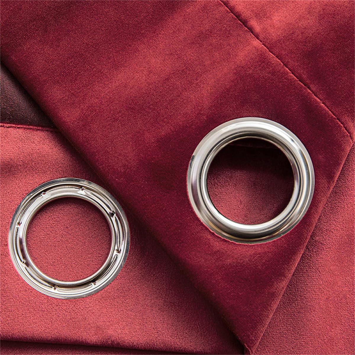 Treer Velvet Eyelet Blackout Curtains, 1 Panels Thermal Insulated Curtain, Soft Solid Darkening Windows Drapes for Bedroom Living Room Decoration (Red,W52 x L96)