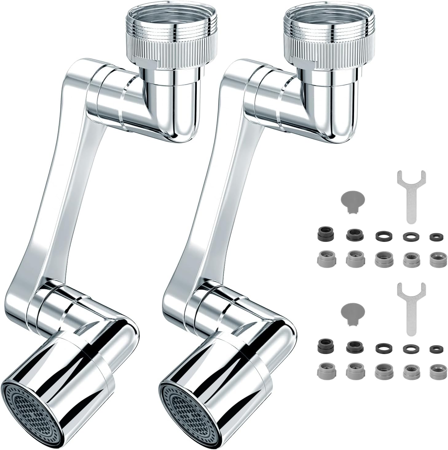2 Pack 1440° Swivel Faucet Extender Sink Aerator 2 Mode Splash Water Filter Extension Kitchen Bathroom 360° Rotatable Spray Attachment Multifunctional Universal Robotic Arm Wash Hand Hair(Style B)