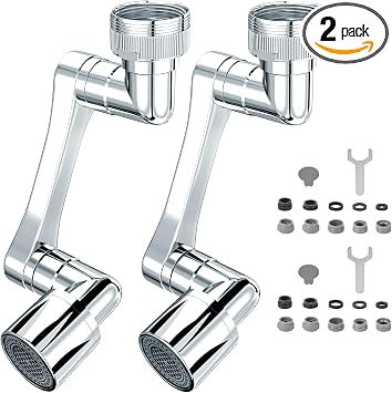 2 Pack 1440 Swivel Faucet Extender Sink Aerator 2 Mode Splash Water Filter Extension Kitchen Bathroom 360 Rotatable Spray Attachment Multifunctional Universal Robotic Arm Wash Hand HairStyle B