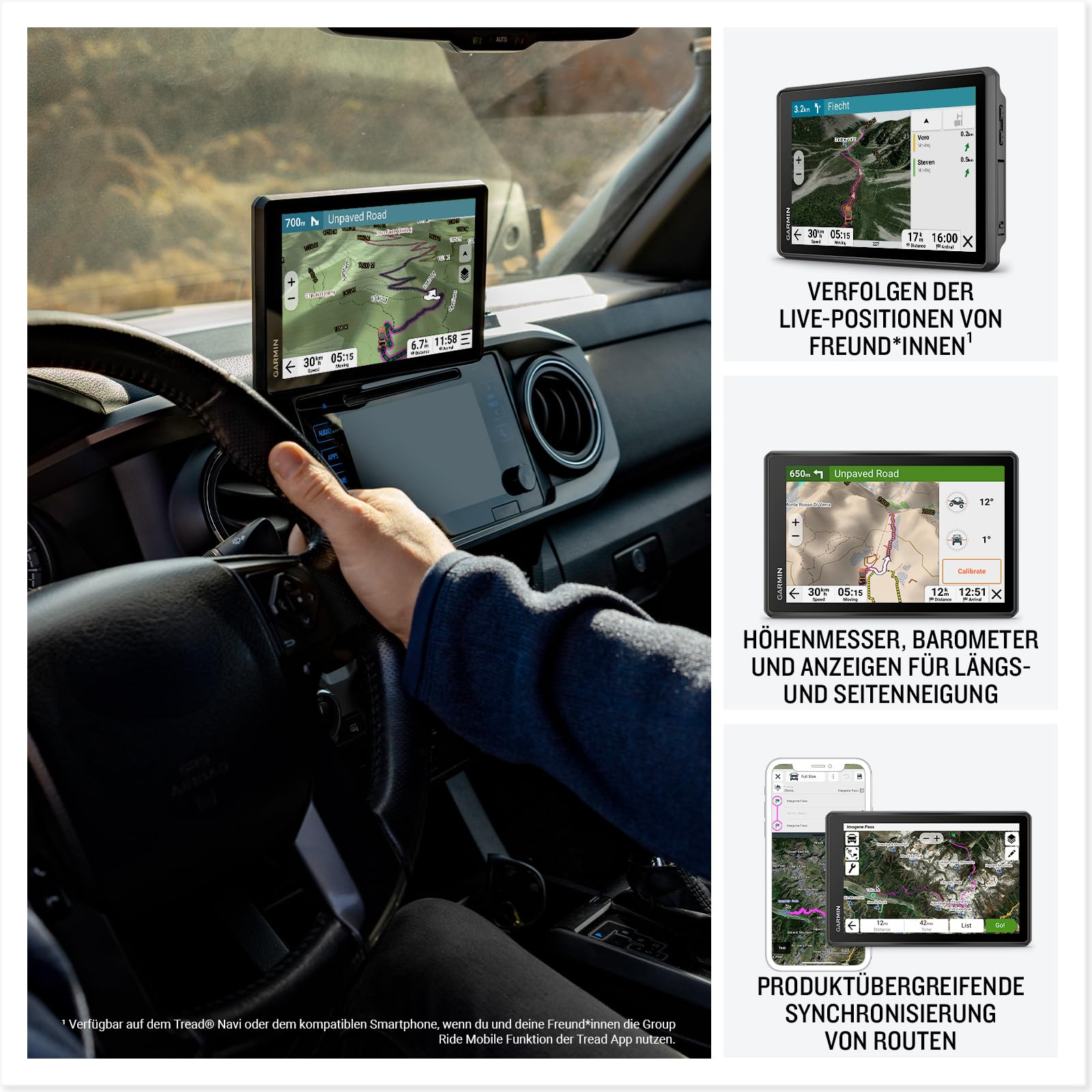 Garmin Tread 2 Overland Edition - robustes All-Terrain-Navi, 8" (20,3cm) -Touchdispay, integrierter inReach Messenger, fahrzeugspezifische Routenführung, Topo-Karten für Europa, Afrika und Naher Osten