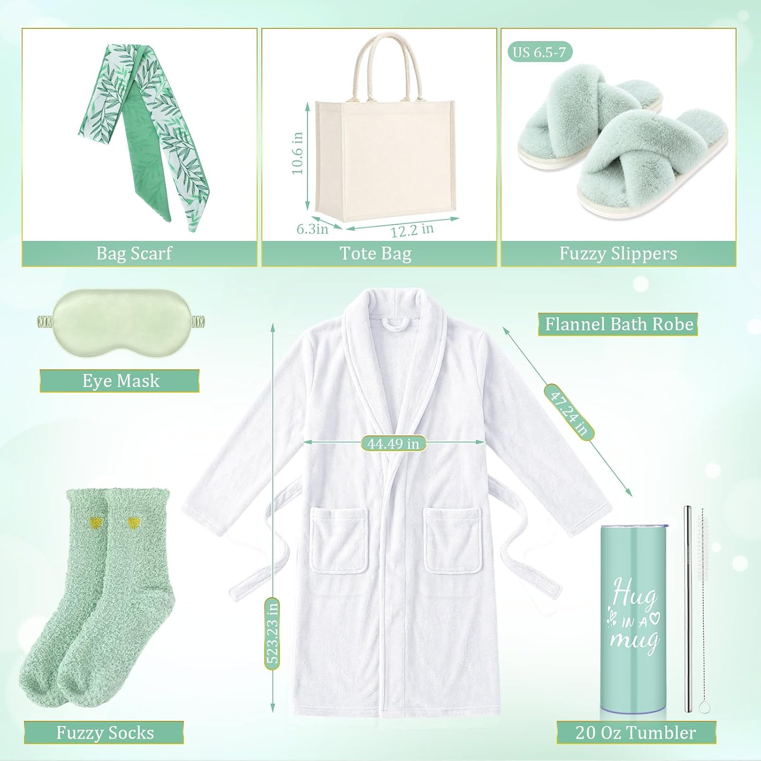 Patelai 7 Pcs Birthday Gifts for Women Spa Robe and Slippers Set Self Care Gift Basket for Women Spa Gift Basket for Friend