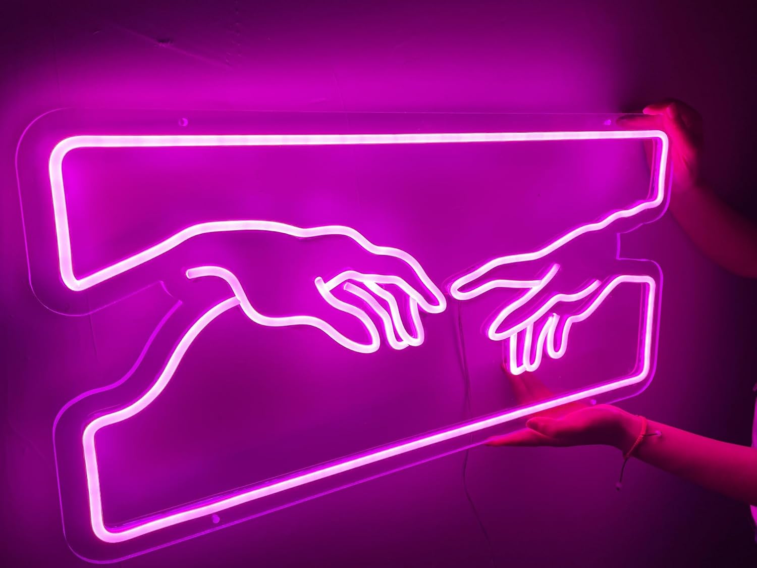 Neon Night Light,Hands of God Neon Sign,Neon Sign for Wall Decor,for Bedroom Bar Christmas Birthday Home Party Gifts (pink)