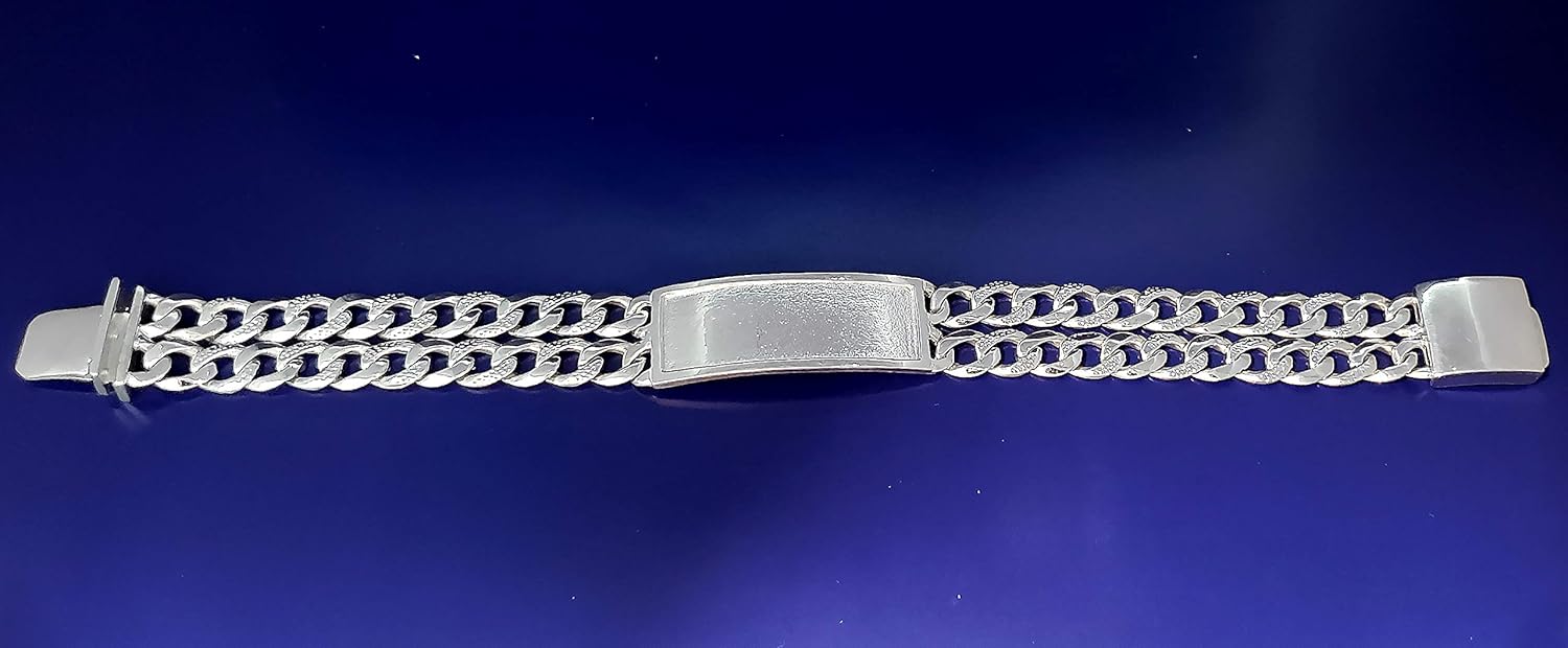 16 mm Heavy Solid Sterling Silver Double 2 Row Nugget Style Curb Link ID Bracelet Handmade in USA 8 Inches 40 Grams