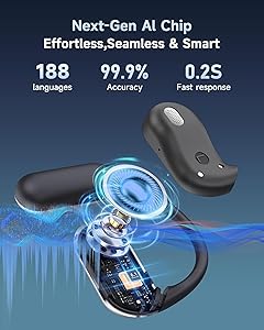 AI Translation Earbuds Real Time,188 Language Translator Earbuds,Bluetooth 6.1 Audifonos Traductores Ingls Espaol,OWS 4-in-1 Translation Headphones,Translator Headphones Suitable for Travel Learning