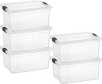 Vista 58 de Superio Cajas de almacenamiento transparentes con tapas, contenedores de plástico de 1.27 cuartos de galón para organizar, cajas apilables, sin BPA