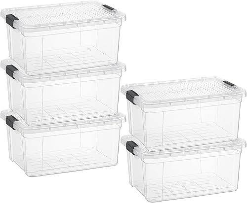 Miniatura 48 de Superio Cajas de almacenamiento transparentes con tapas, contenedores de plástico de 2.5 cuartos de galón para organizar, cajas apilables, sin BPA,