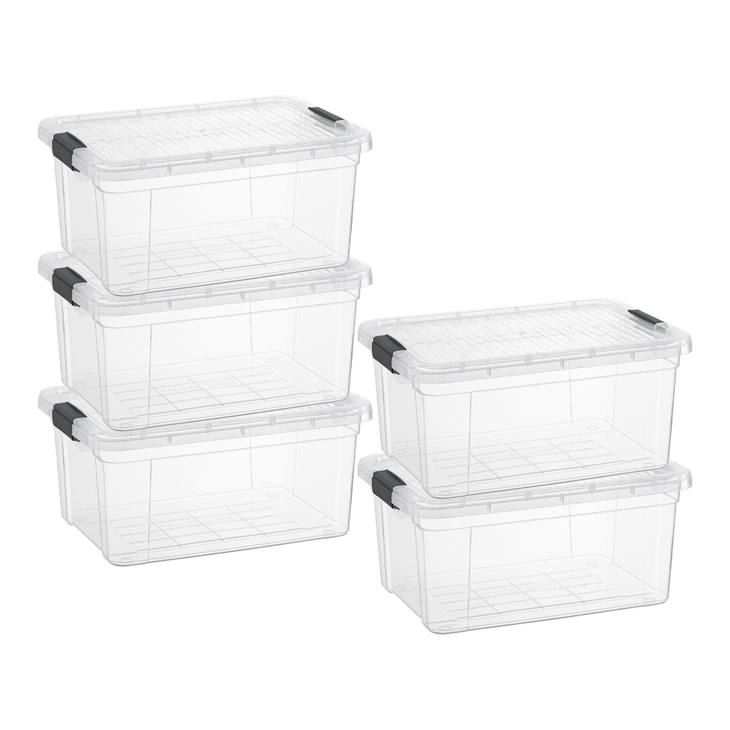 Superio 11 Quart Clear Plastic Storage Boxes with Lids, Stackable Organizer Containers, BPA-Free Storage Bins for Home, Office, School &amp; Dorm, 5 Pack
