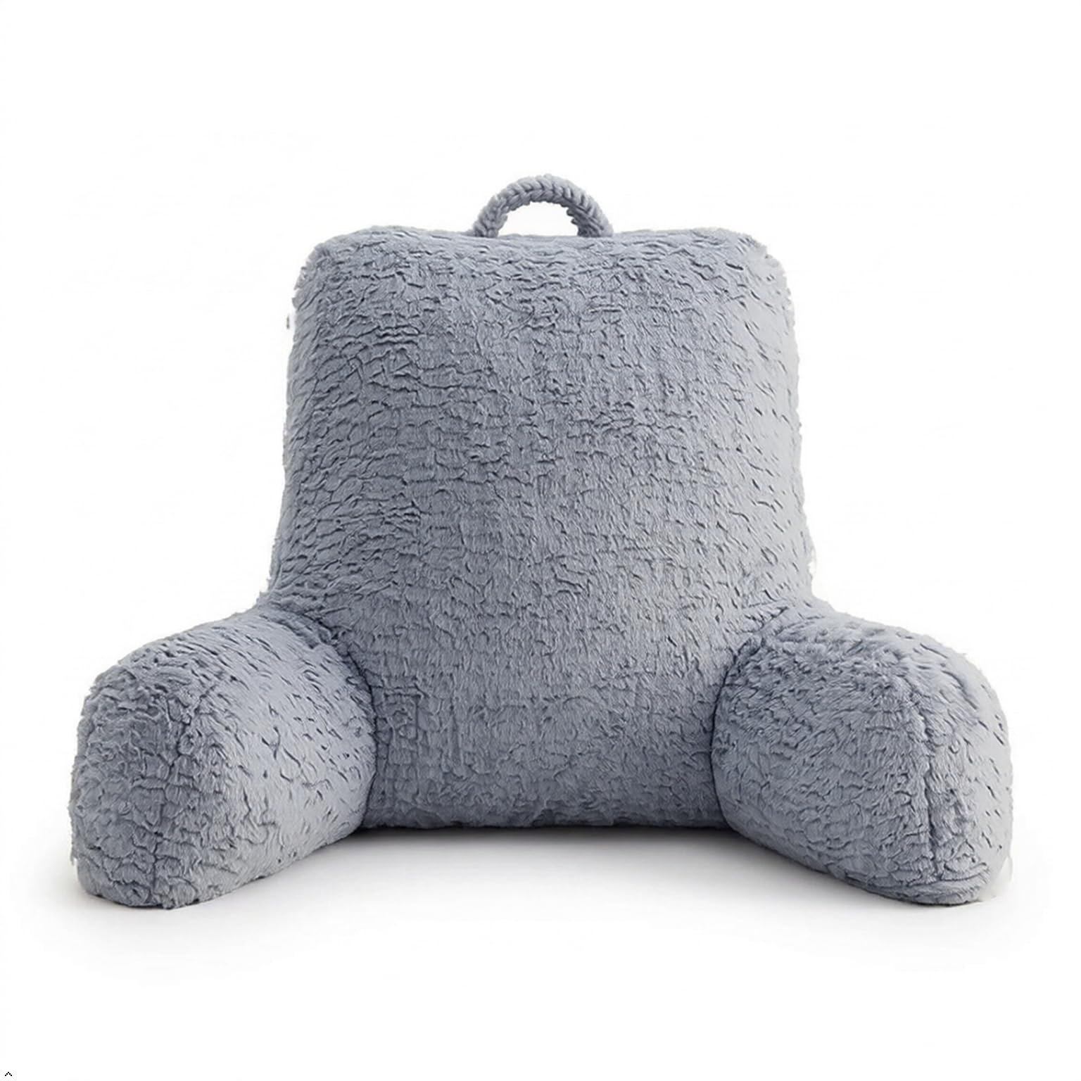 Red Fern Memory Foam Backrest Reading Pillow Orthopaedic Back Support Cushion for Sitting Up in Bed, Reading, Watching TV & Gaming, Soft Plush Cover with Carry Handle (Grey)
