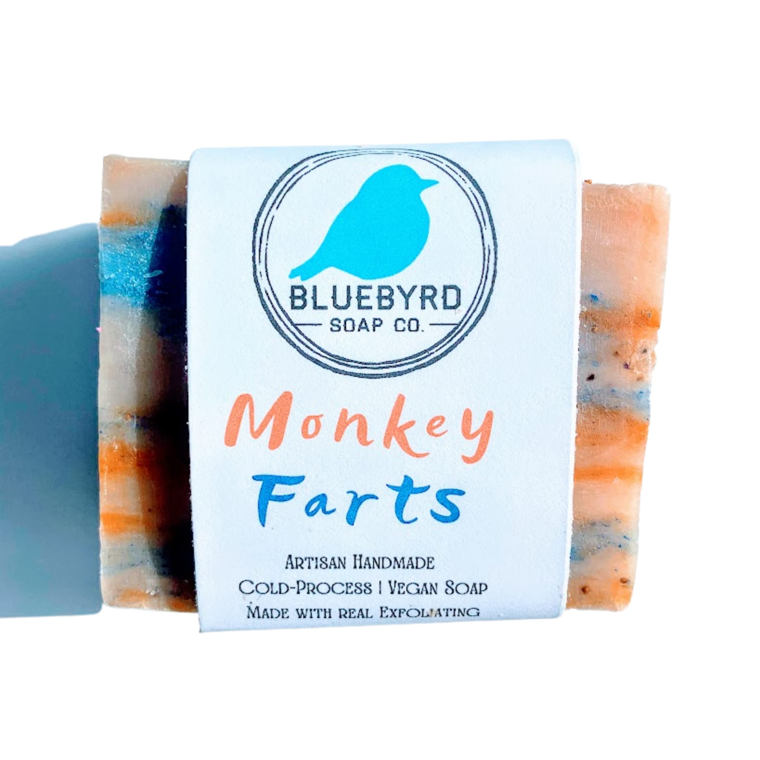 Bluebyrd Soap Co. Monkey Farts Soap Bar | Handmade Vegan Soap for Teens & Kids| Fun Fruity Smelling Natural Bar Soap for Kids| Made with Olive & Coconut Oil | Natural Body Wash Soap (Monkey)