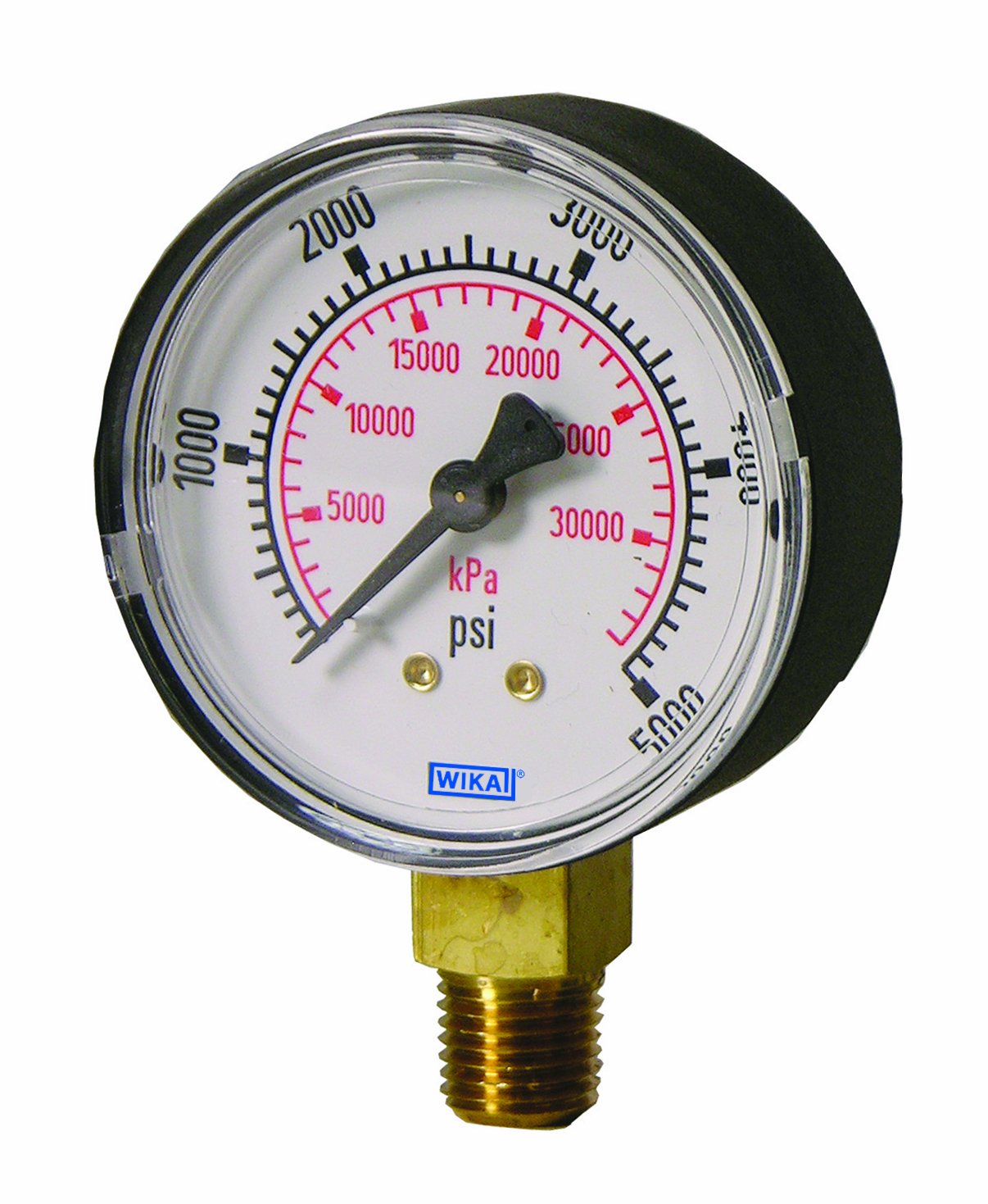 WIKA 4252943 Commercial Pressure Gauge, Dry-Filled, Copper Alloy Wetted Parts, 2