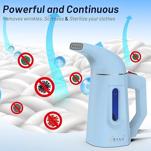 Miniatura 7 de BY4U Vaporizador de ropa, vaporizador portátil de mano de 800 W para el hogar, la oficina y los viajes, apagado automático (regalo adicional, 1