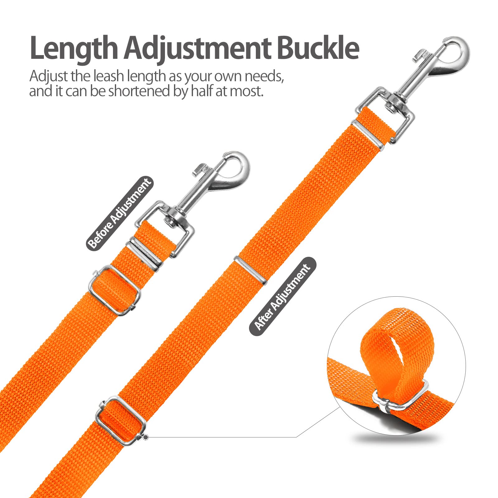 Training Lead for Dogs 3m/10ft Adjustable Long Line Dog Lead for Puppy Medium Large Dogs with Padded Handle & Storage Bag (Orange) - Image 3