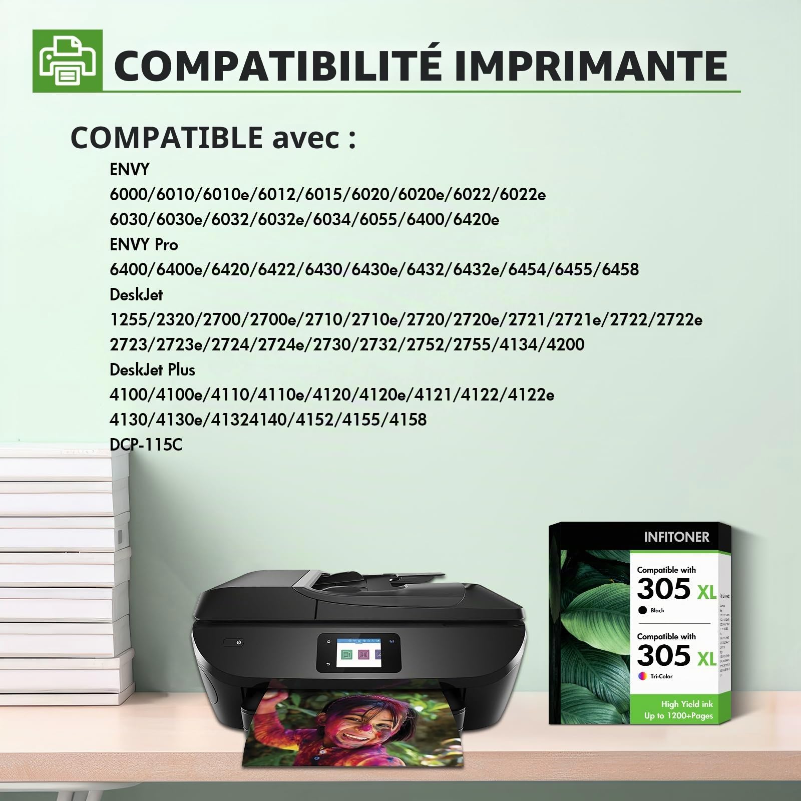 Cartouche Encre 305 XL 305XL Noir et Couleur pour HP 2700 2820e 6032e