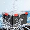 Iris Ohyama, Box, plastic organizer, set of 4, 50 l, stackable, clip handle, garage, pantry, attic - Air Tight Box AT-L - black