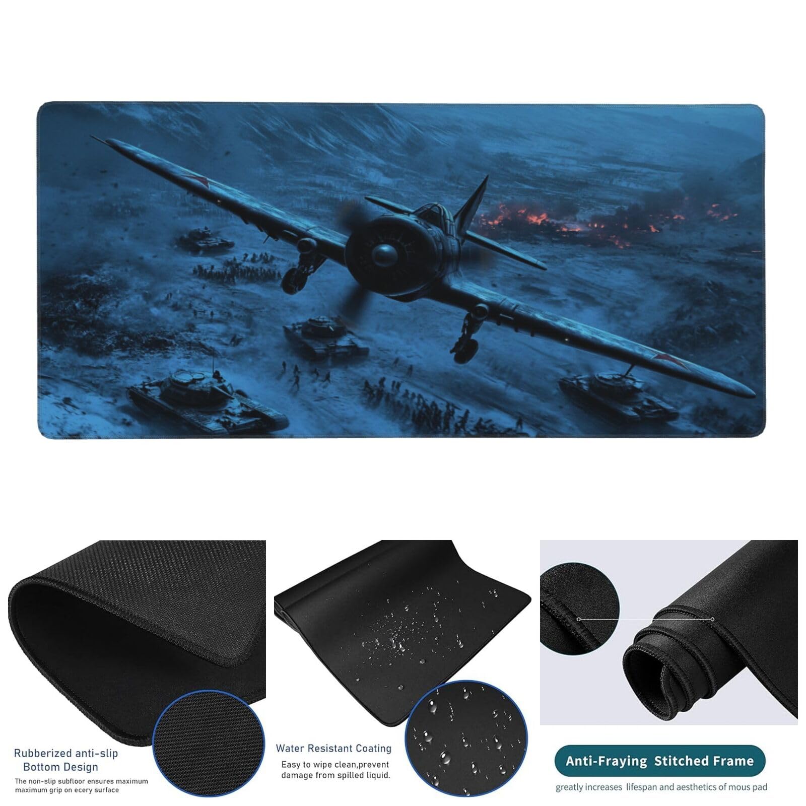 Aereo Tappetino Mouse Gaming, 100X50CM Large Mouse Pad Paesaggio Tappetino Scrivania con Base in Gomma Antiscivolo, 1000X500 MM XXL Mousepad Gaming Accessori per Home Ufficio Decor, Regalo Donna -1341