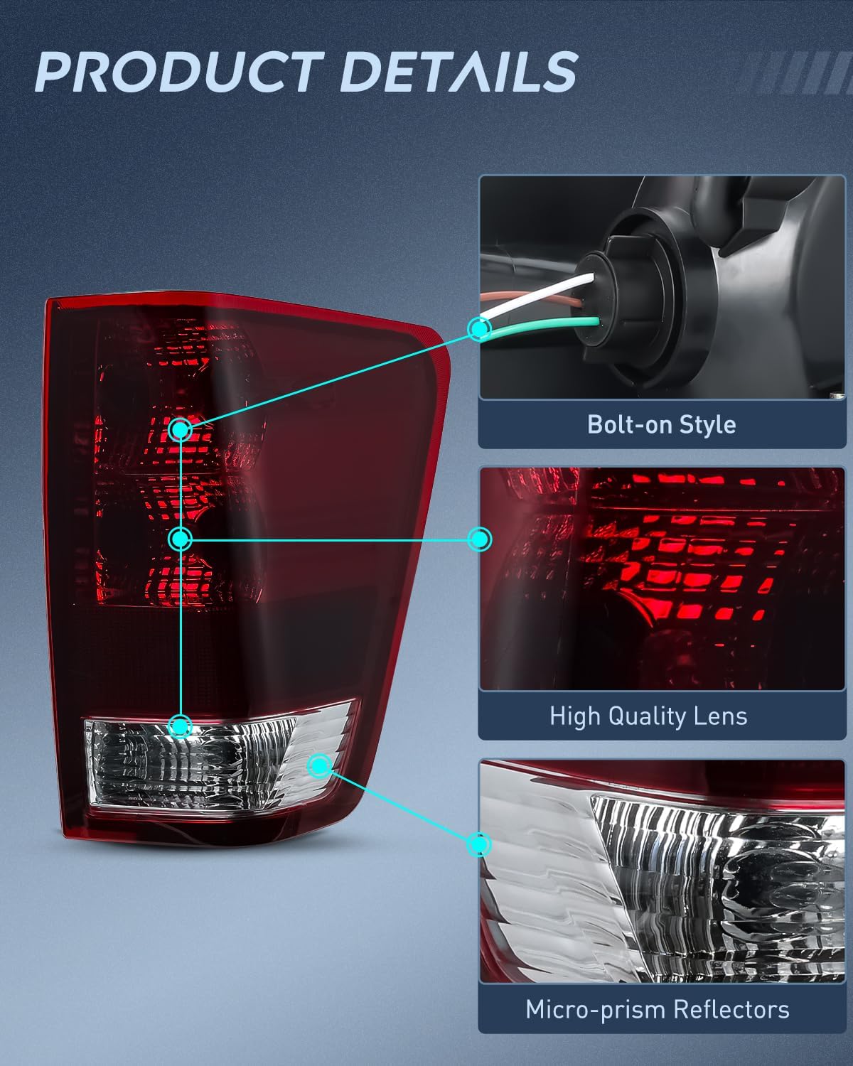 Nilight Taillight Assembly Compatible with 2004 2005 2006 2007 2008 2009 2010 2011 2012 2013 2014 2015 Nissan Titan Tail Light OE Style Rear Lamp Replacement Passenger Side Smoked Red Lens