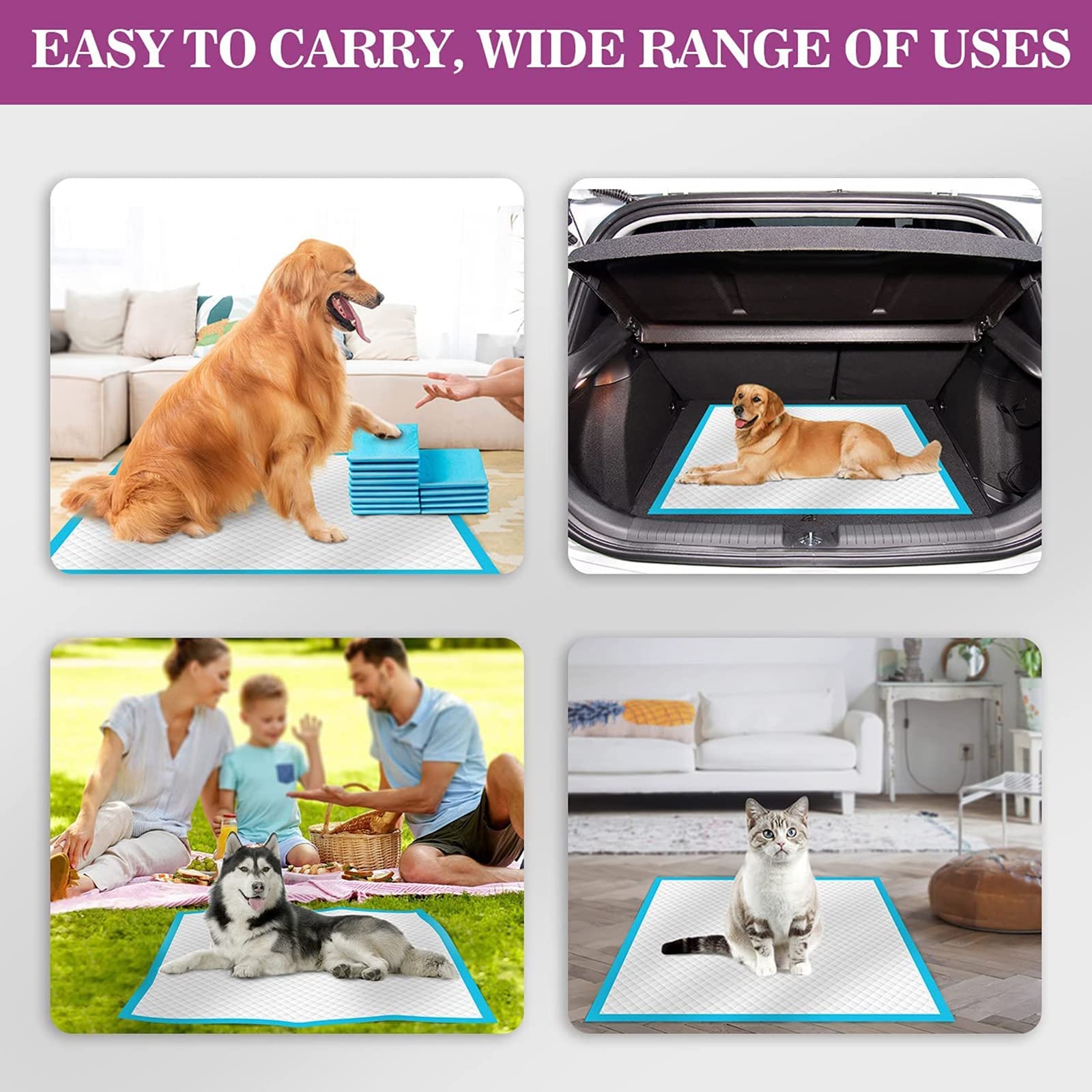 Empapadores Perros Alfombrillas Higiénica Desechables para Mascotas, Almohadillas De Entrenamiento para Mascotas,Súper Absorbentes,Resistente A Prueba De Fugas