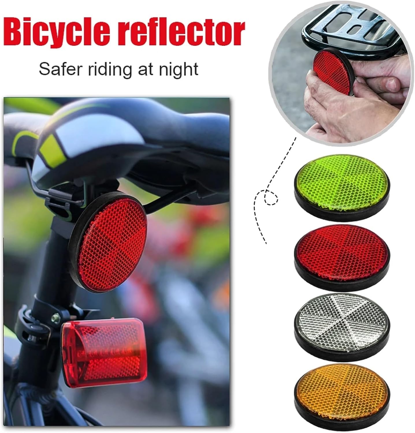 Bike Reflectors 4 Pcs Motorcycle Cycling Reflector Electric Bicycle Car Safety Rim Reflectors 56x8mm Portable Waterproof Elements