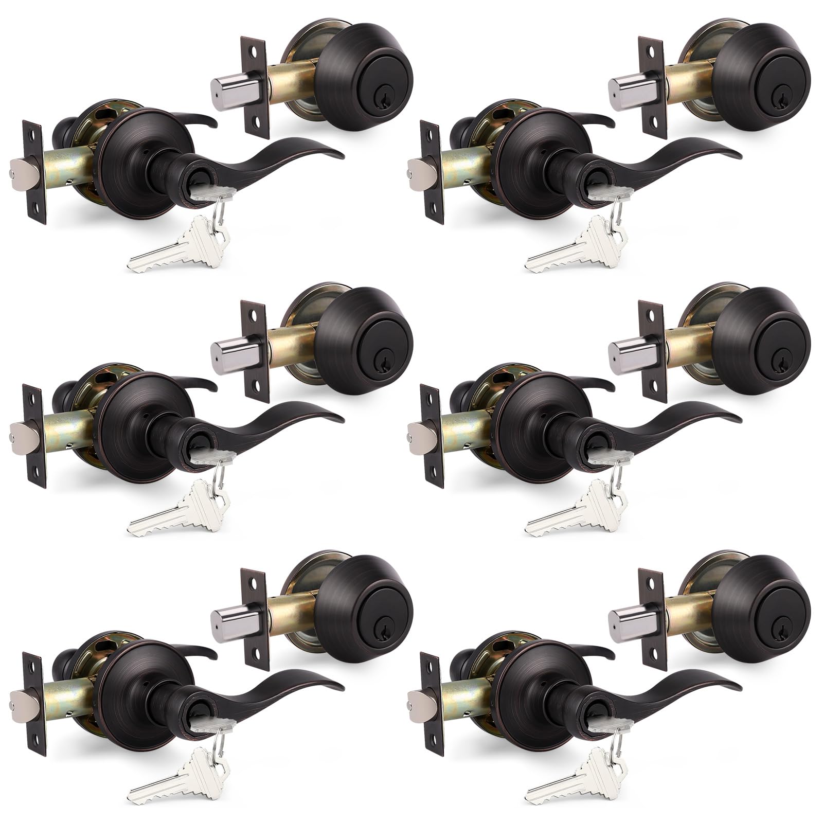 Probrico Door Handle Set - Satin Nickel -14