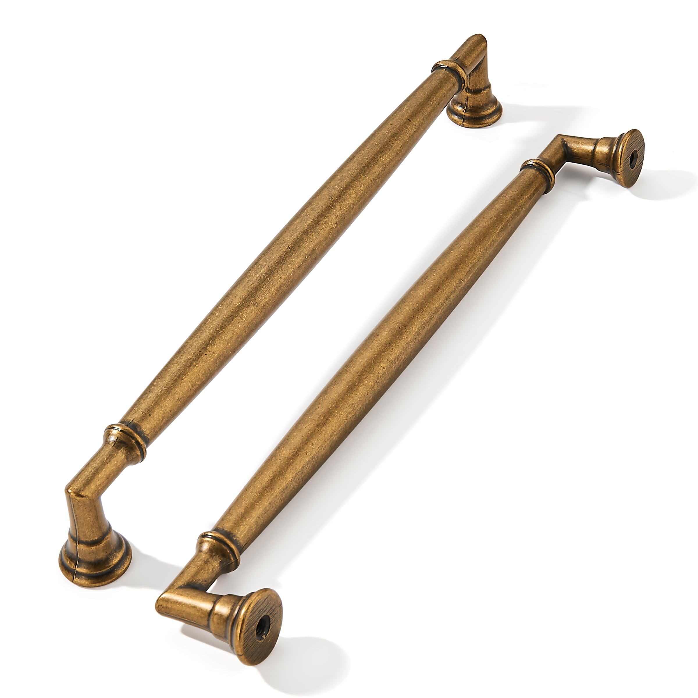 khtumeware 2 Pack 8 Inch Antique Brass Cabinet Pulls: Heavy Duty Solid Vintage Brass Cabinet Handles for Cupboard Drawer Handles — image 1
