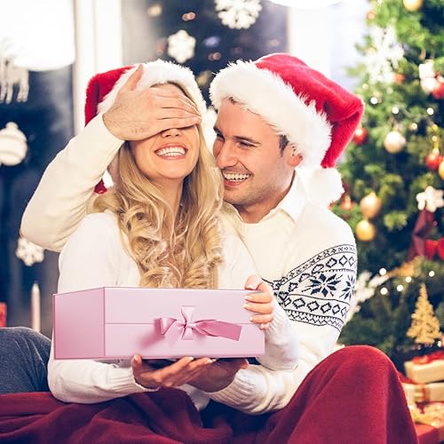 Miniatura 7 de GIFTHOPE Cajas de regalo rosas de alta calidad para regalos, caja de propuesta plegable para padrinos de boda con tapas, 10.2 x 7.5 x 2.95 pulgadas,