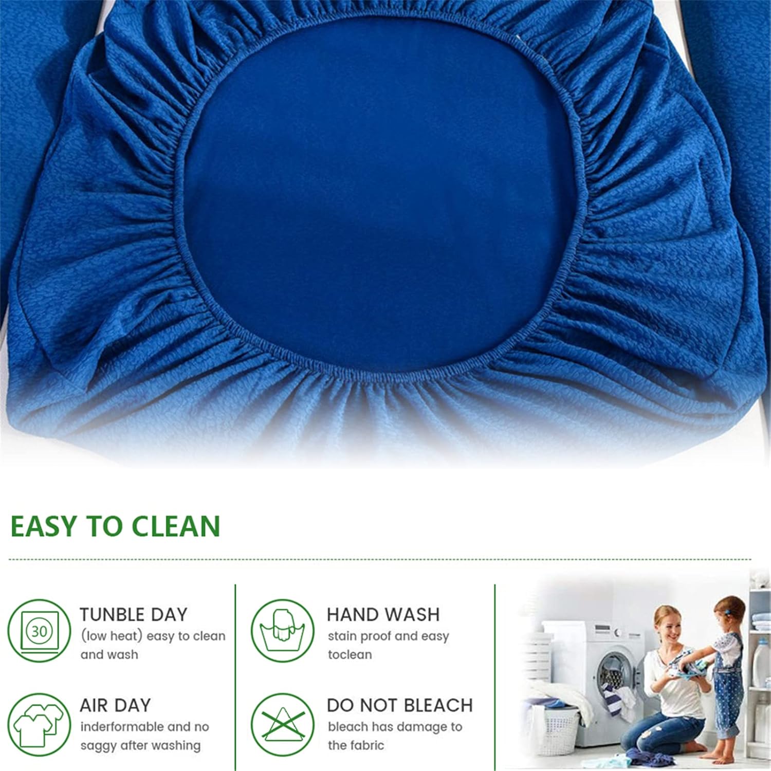 Stretch Water-Repellent Sofa Seat Cushion Covers High Stretch Fabric Couch Seat Slipcover Waterproof Sofa Cushion Cover (Bright Blue,Large 1-Seater)