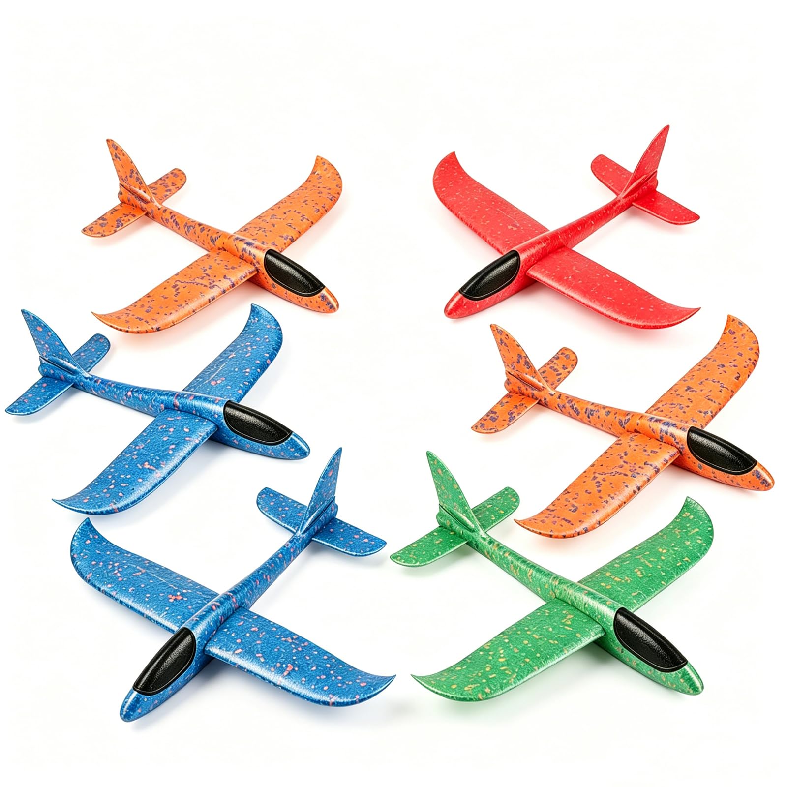 ZISHAN 6 Pcs Foam Glider Planes, Foam Airplane, Outdoor Activities with Colourful Gliders, Planes in Orange Blue Red Green