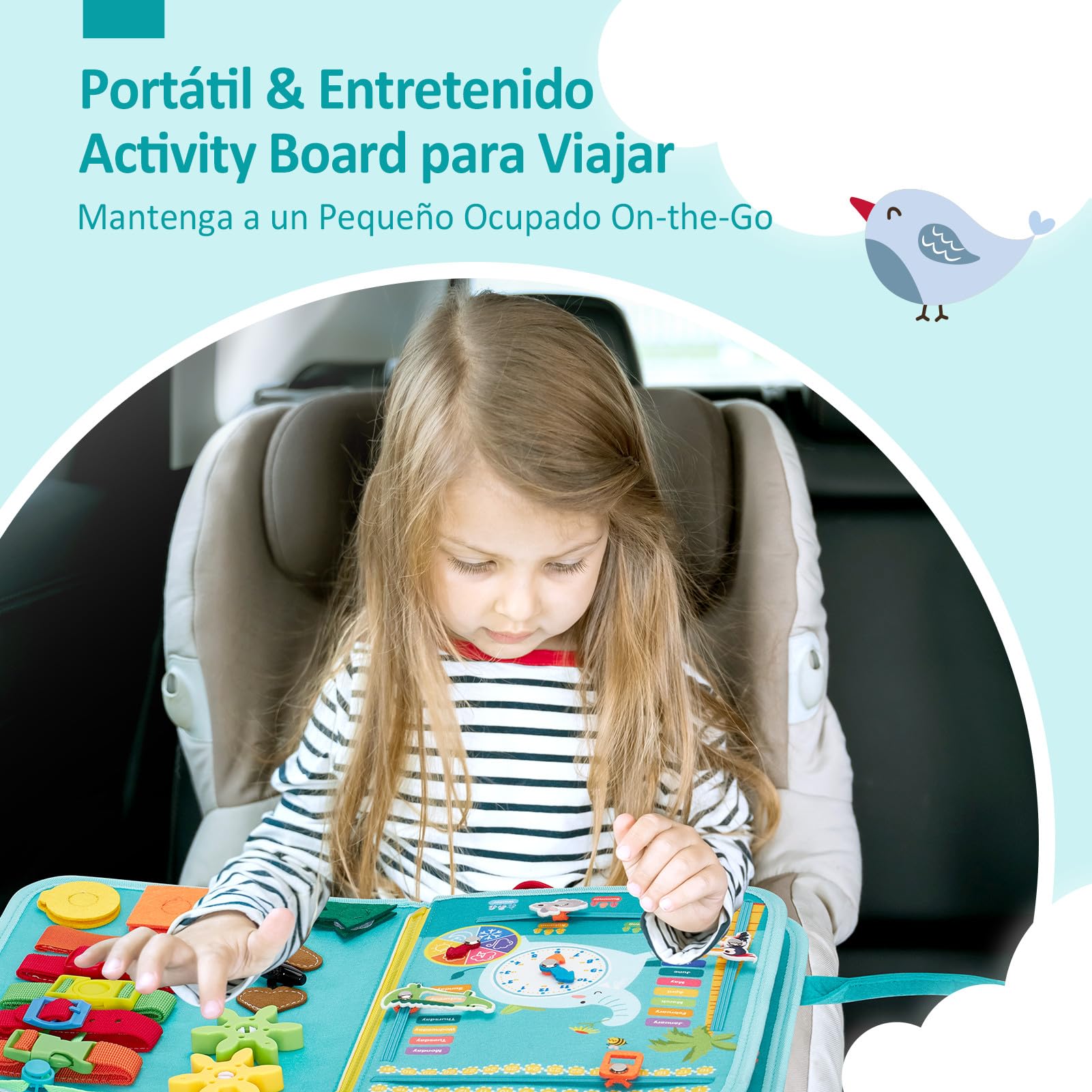hahaland Busy Board Montessori 2 años - Tablero Sensorial de Actividades Juguetes Montessori para Niños 2 años, Regalos para Niños Cumpleaños 1 2 3 años