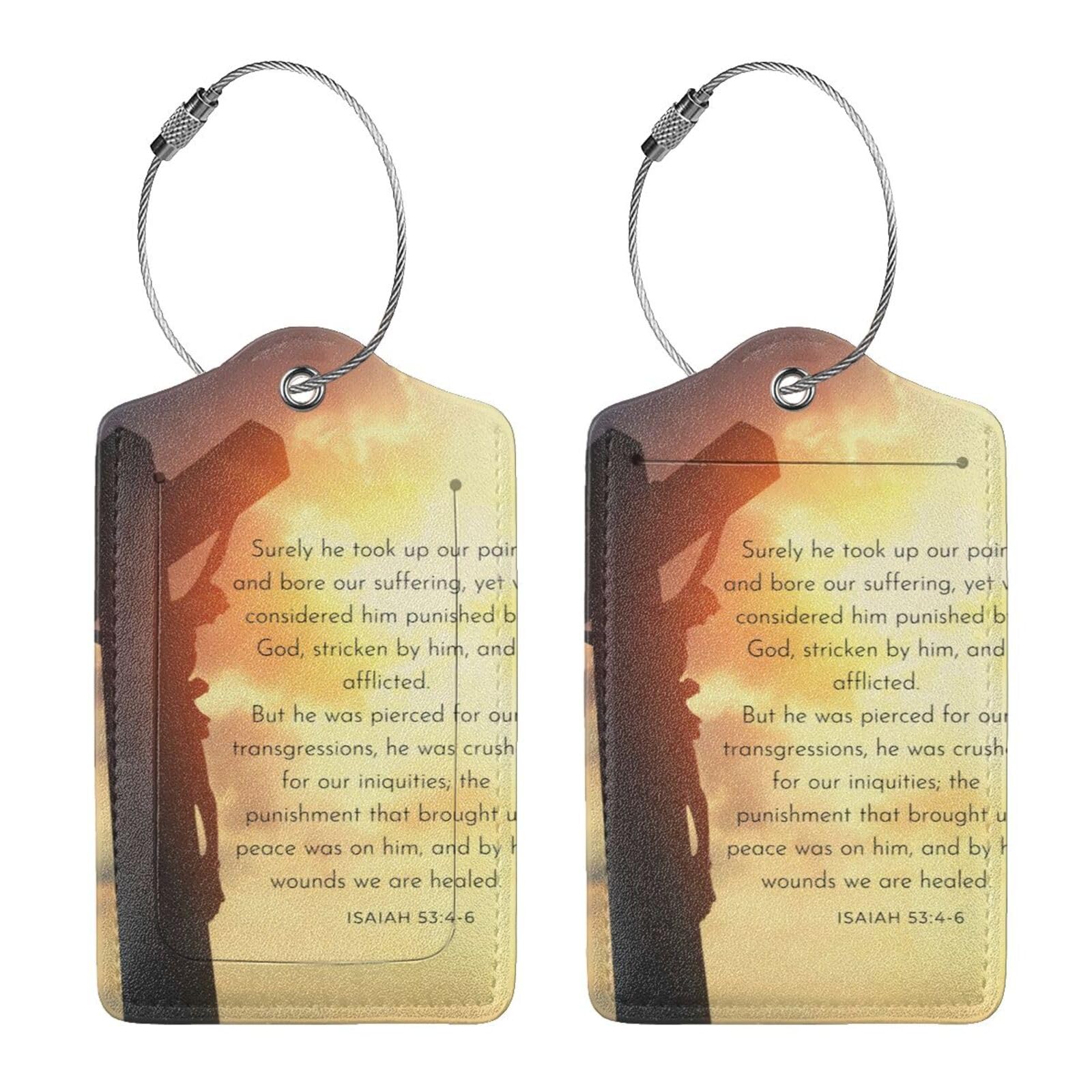 Jeremiah 33:6 Gepäckanhänger für Koffer, PU-Leder, Sichtschutz, Taschenanhänger, Reiseutensilien, Muster 2, 4 Pack