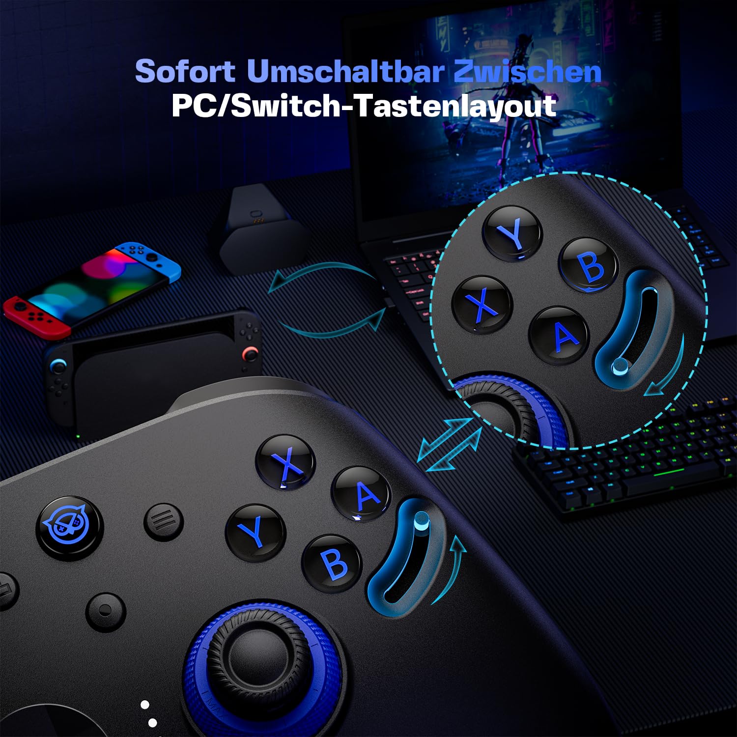 NYXI Imperial PC Gaming Controller mit Einstellbarer TMR Joysticks, Austauschbare ABXY-Tasten, Dual Hall Auslöser, 1200mAh Akkus und Ladestation