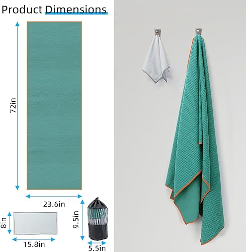 Miniatura 3 de YESLIFE Toalla de yoga caliente antideslizante con una toalla de sudor, toalla de microfibra absorbente de sudor para esterilla de yoga con punto de