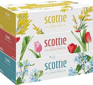 スコッティ フラワーボックス 長持ちティシュー 3箱パック 500枚(250組) ティッシュ ペーパー