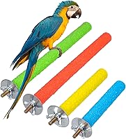SynHHergyx 4pcs Colorful Wood Bird Perch Stands - Paw Grinding Toys for Parakeets, Cockatiels, Conures, Budgies Cage Accessories