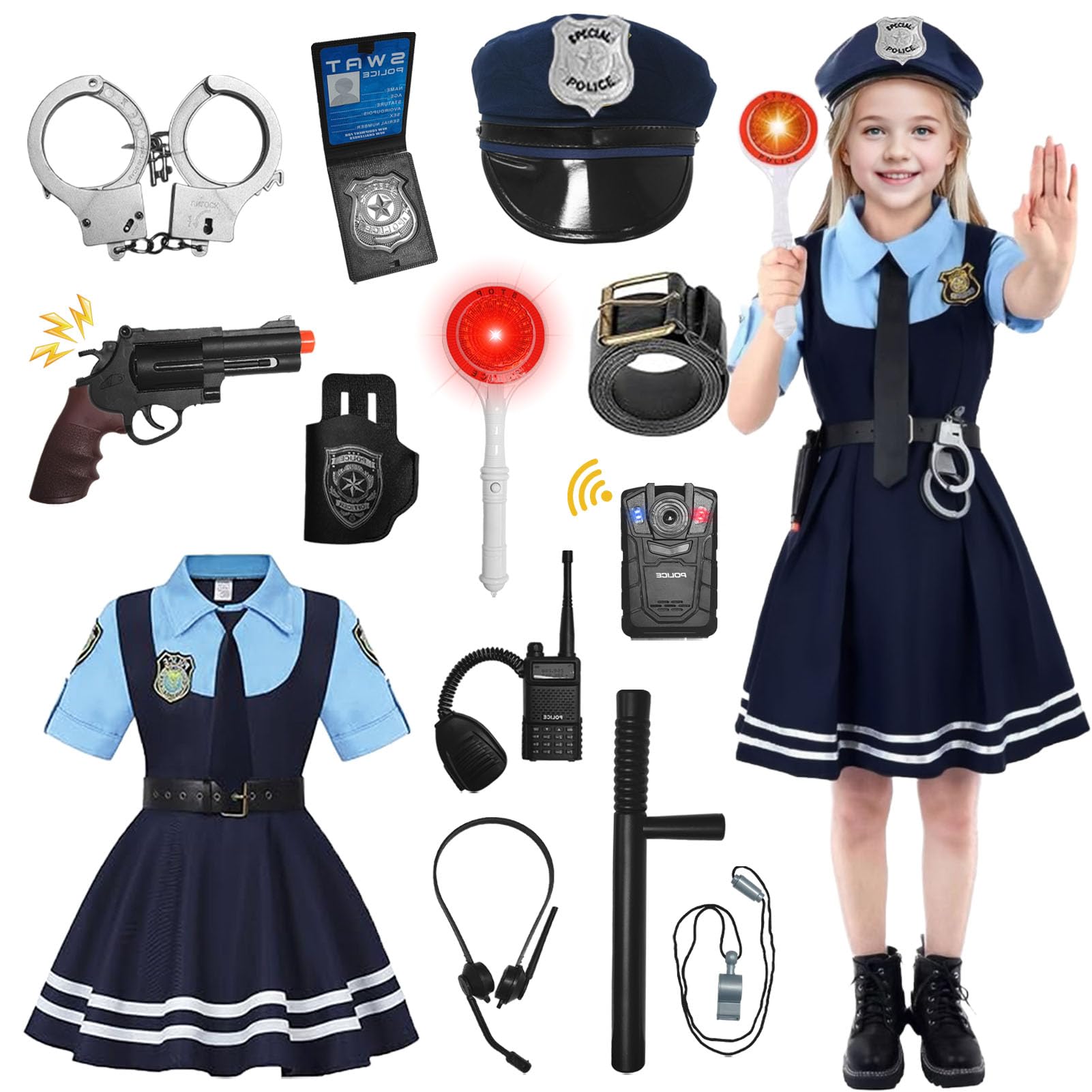 Costume da polizia, per bambini, per carnevale, Halloween, cosplay