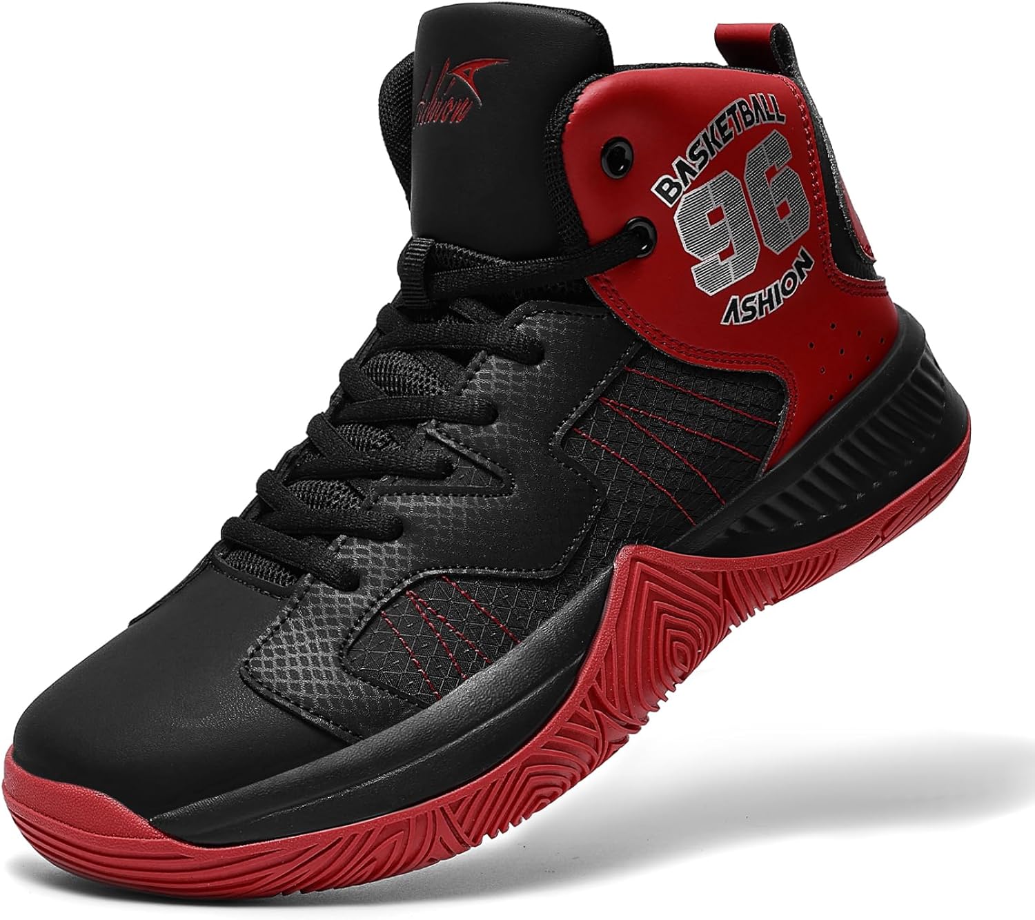 ASHION Unisex Kids Basketball Shoes Air Boys Girls High Top Sneakers Breathable Outdoor Cushioning Athletic Shoes