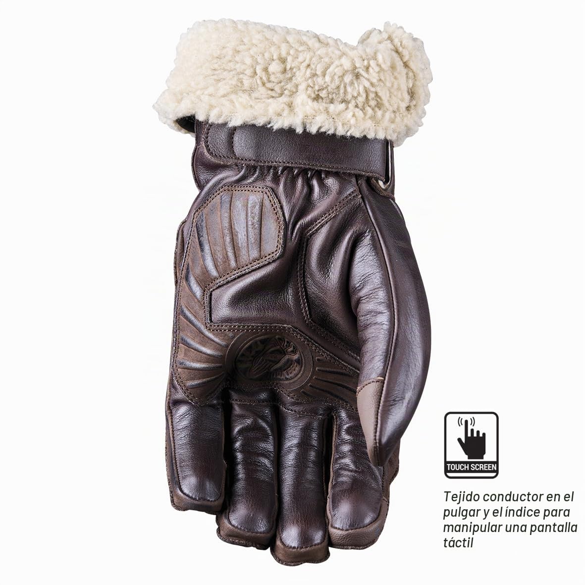 Five Guantes de Moto Invierno Montana, Guantes de Moto Vintage Custom, Homologados CE 1KP, Táctiles, Marrón